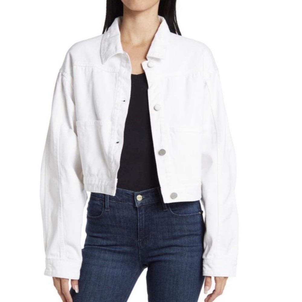 BLANKNYC Cropped Denim White women's 100% cotton Jacket oversize Size XL